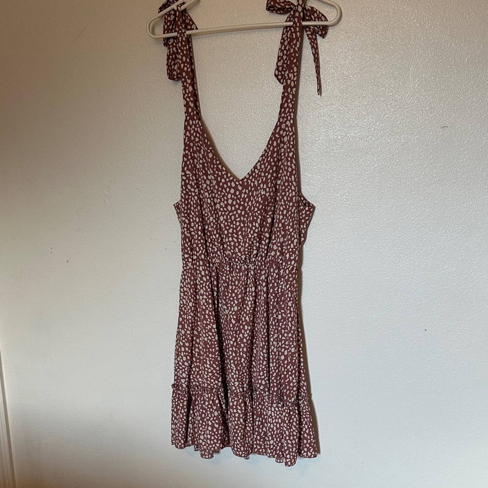 SHEIN Brown and White Patterned Dress